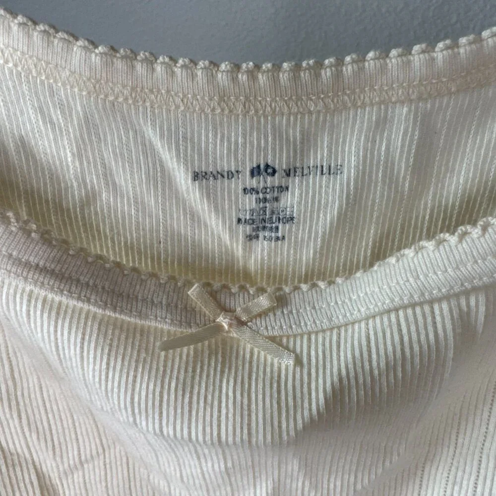 Brandy Melville Ribbed Bow Tank Top • Dainty • EU Made • 100% Cotton • Ivory - Picture 7 of 9